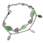 Vintage Armkette Armband Schmetterlinge grün silber 4872